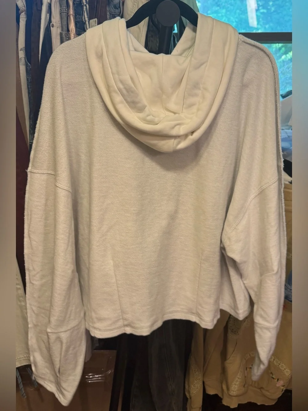 NWT Free People FP Movement End Game Hoodie - white Heather grey combo - small